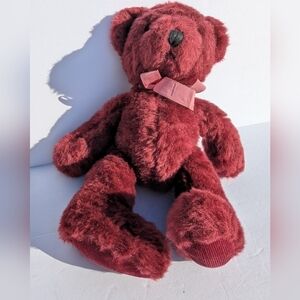 Russ Barrie & Co Rhapsody Red weighted Teddy Bear with pink bow